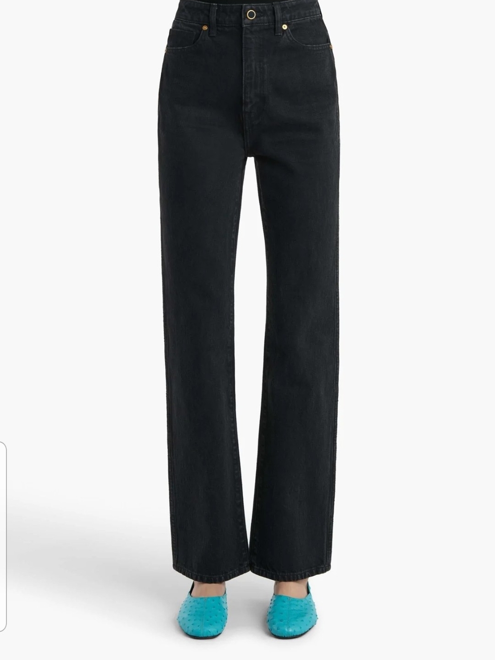 KHAITE Black High-Rise Flare Jeans